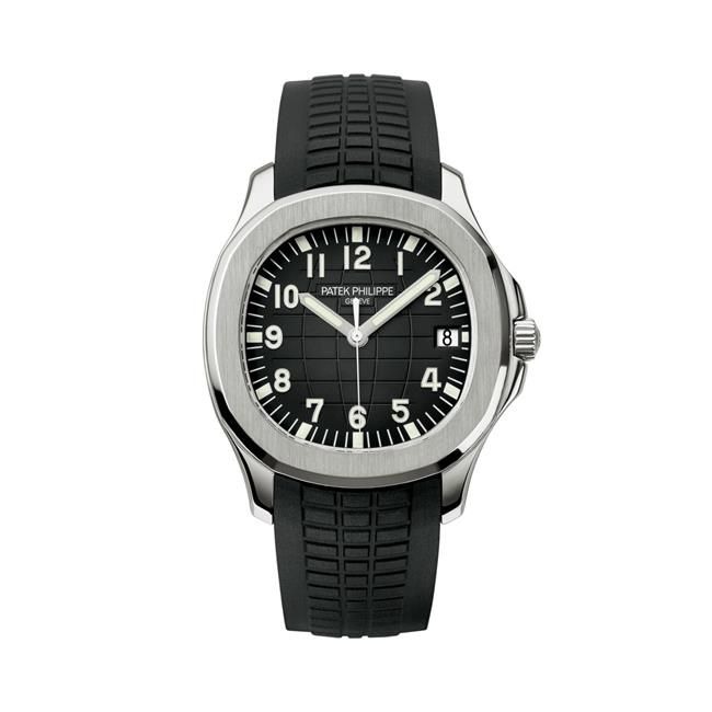 Reloj Patek Philippe Aquanaut 5167A-001 en acero con correa de caucho negro, modelo masculino de entrada al lujo suizo.
